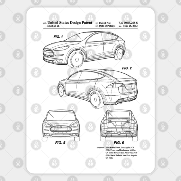 Tesla Model X Patent Black Magnet by Luve